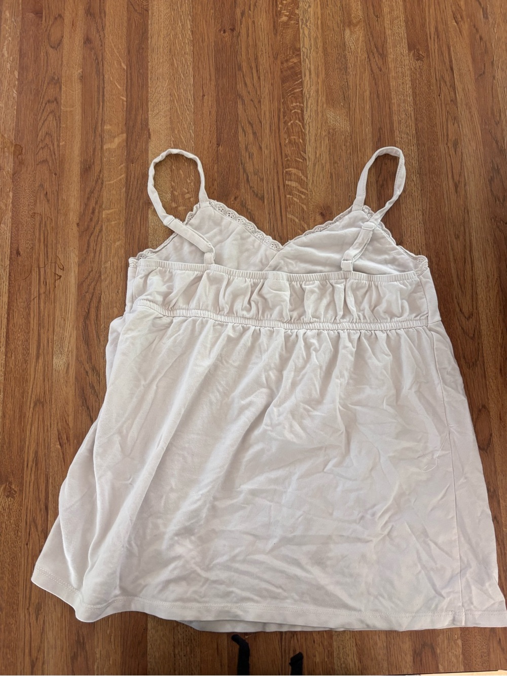 White Lace-Trim Cotton Camisole Sleep Top - Women